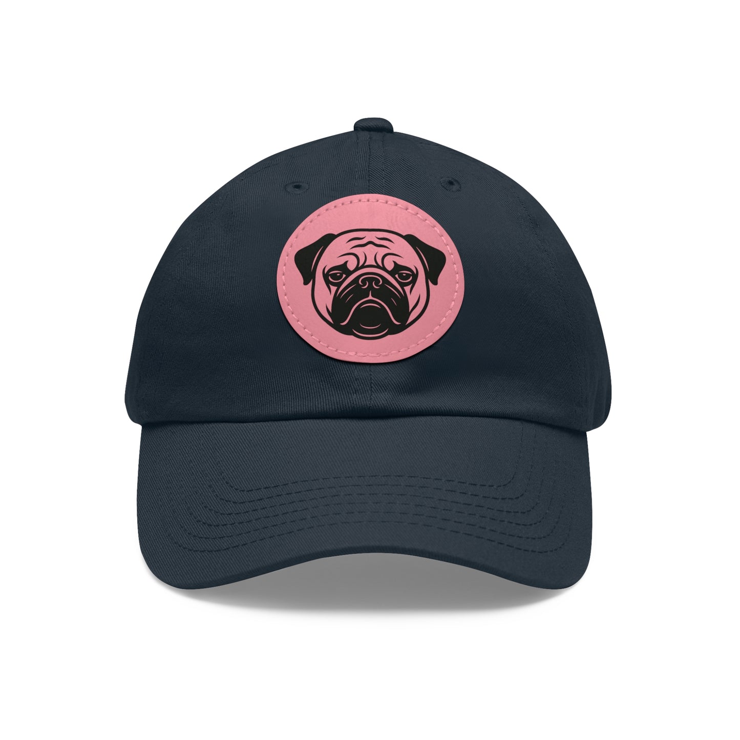 [Navy] Unisex Poogs Hat with Leather Patch, Cute Pet Lover Cap, Gift for Dog Owners, Adjustable Baseball Cap, Fun Casual Headwear