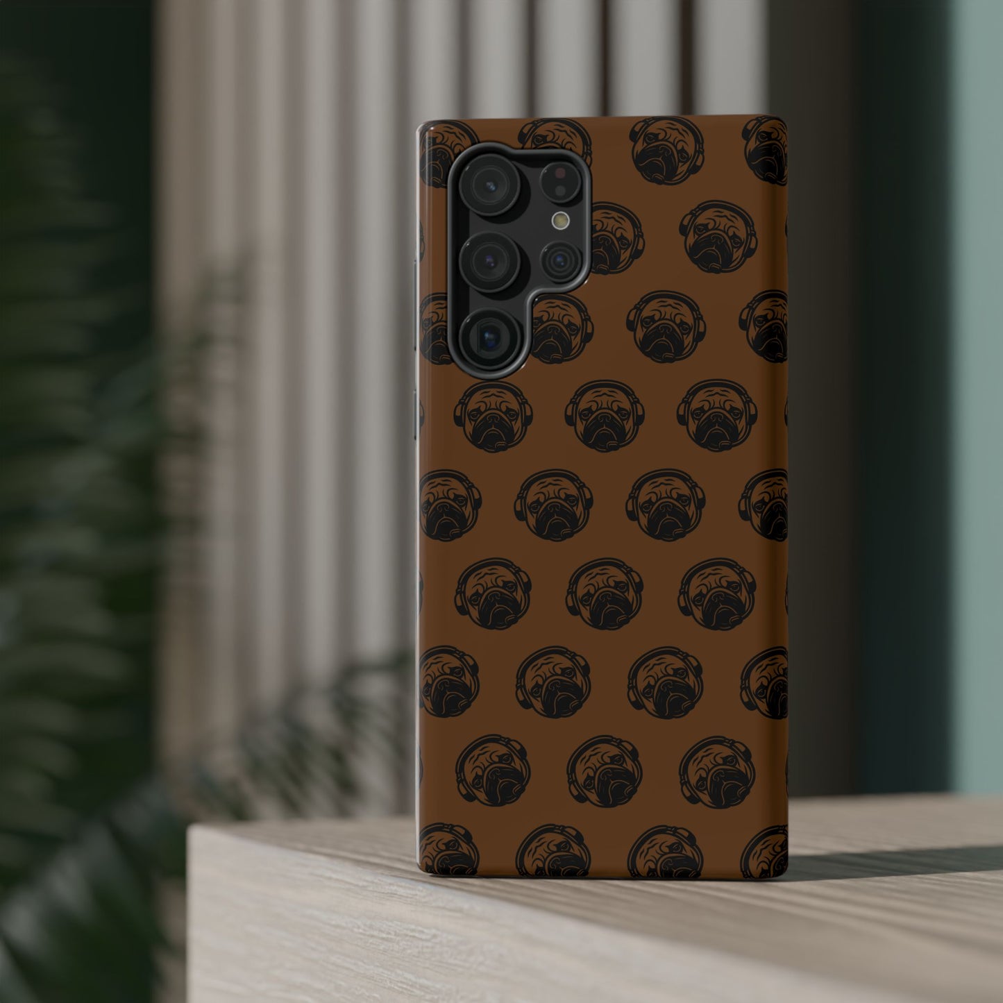 [Brown] Poogstek Logo Stylish Impact-Resistant Phone Case with Cool Headphone Design, Hipster Gift, Fun Phone Accessory, Trendy Tech Case, Unique [...]